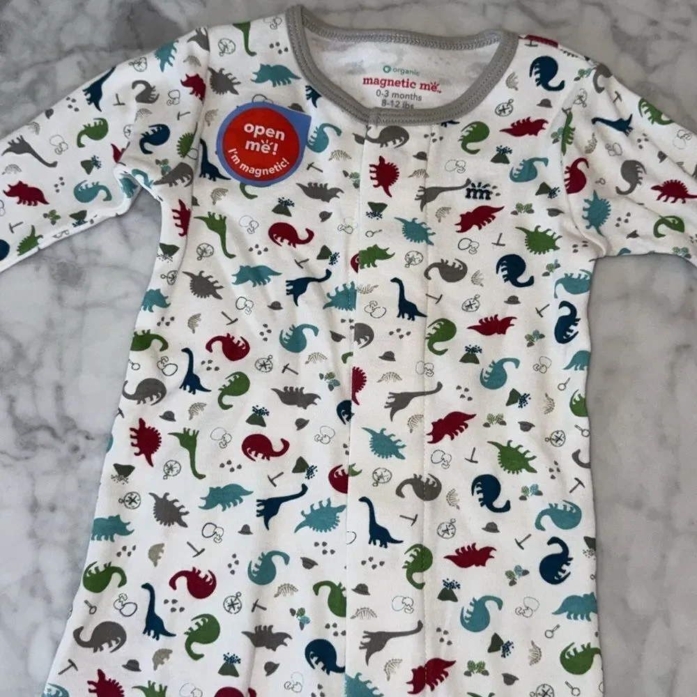 NWT MAGNETIC ME ORGANIC COTTON DINO EXPEDITION FOOTIE